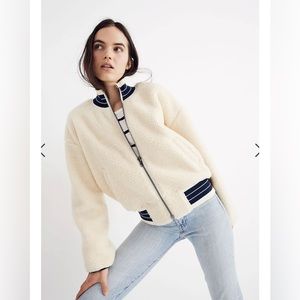 Madewell Sherpa Varsity Bomber Jacket